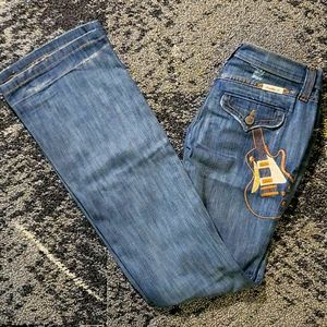 Premium Brand Frankie B Low Rise Flare Jean, Size 6